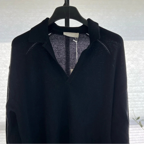 Everlane Polo Long Sleeve Cashmere Wool Sweater Black XL Classic Office Chic NWT - Picture 3 of 7